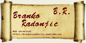 Branko Radonjić vizit kartica